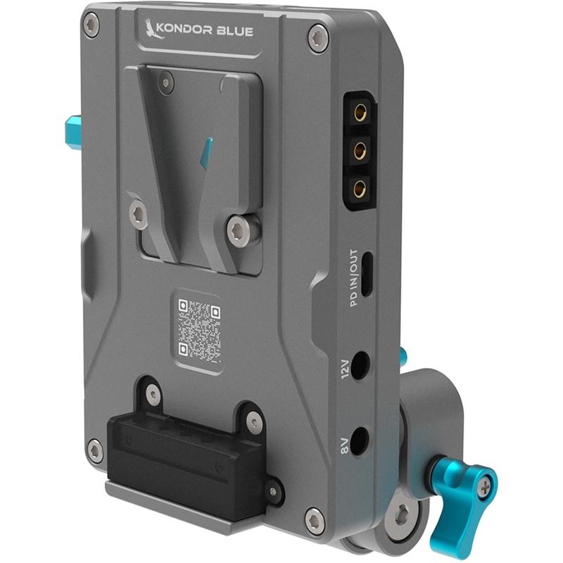 Kondor Blue V-Mount Pro Battery Plate with Swiveling Rod Block